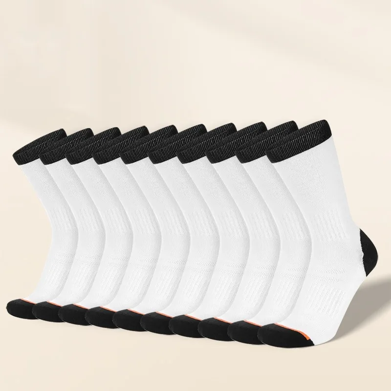 15 زوجًا من الجوارب الرجالية ذات اللون الصلب متوسطة الرقبة قابلة للتنفس، ماصة للرطوبة، ومناسبة للارتداء اليومي والنقل #6