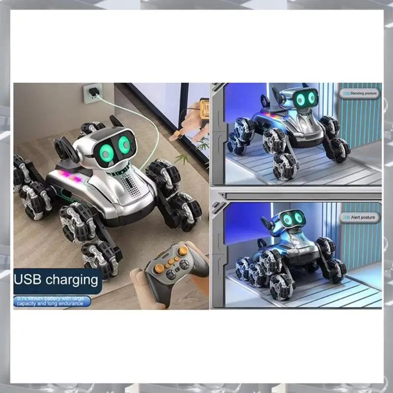 A84F-RC cascadeur dérive Robot chien télécommande Robot chien avec musique légère 8 roues contrôle de détection de geste pour les enfants
