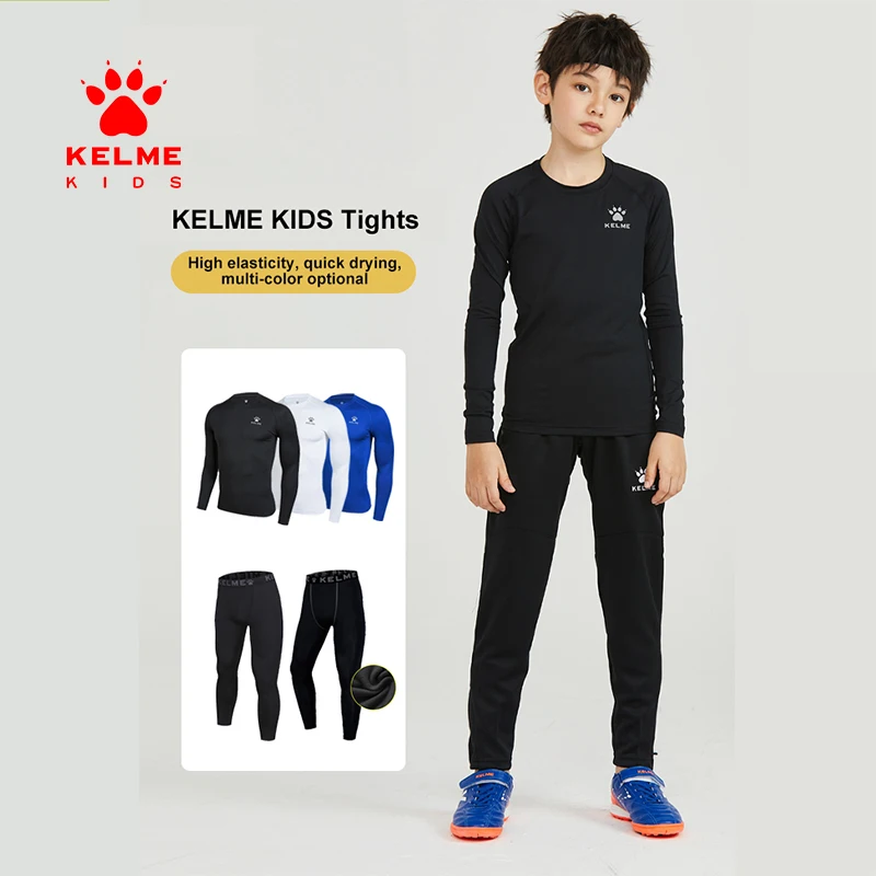 

KELME KIDS Tights Children's Quick-Drying Clothes Boys And Girls Tops Sports Football Basketball Bottoming Shirts Plus Velvet