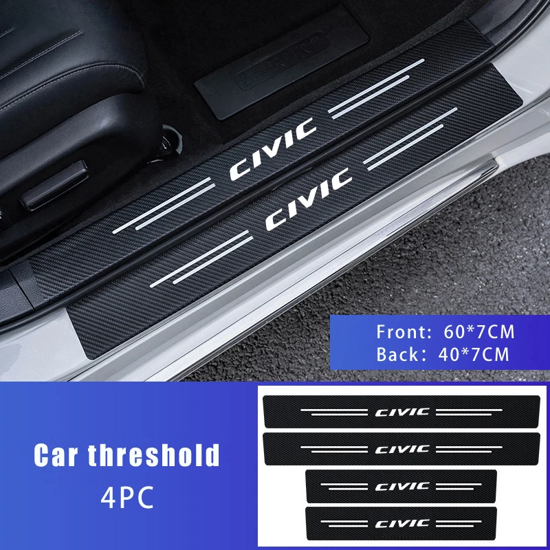 Car Door Sill Threshold Trunk Bumper Stickers Protector Strips Accessory For Honda Civic Fk7 Fit Fk2 Mugen Fk8 Type R Accord Crv