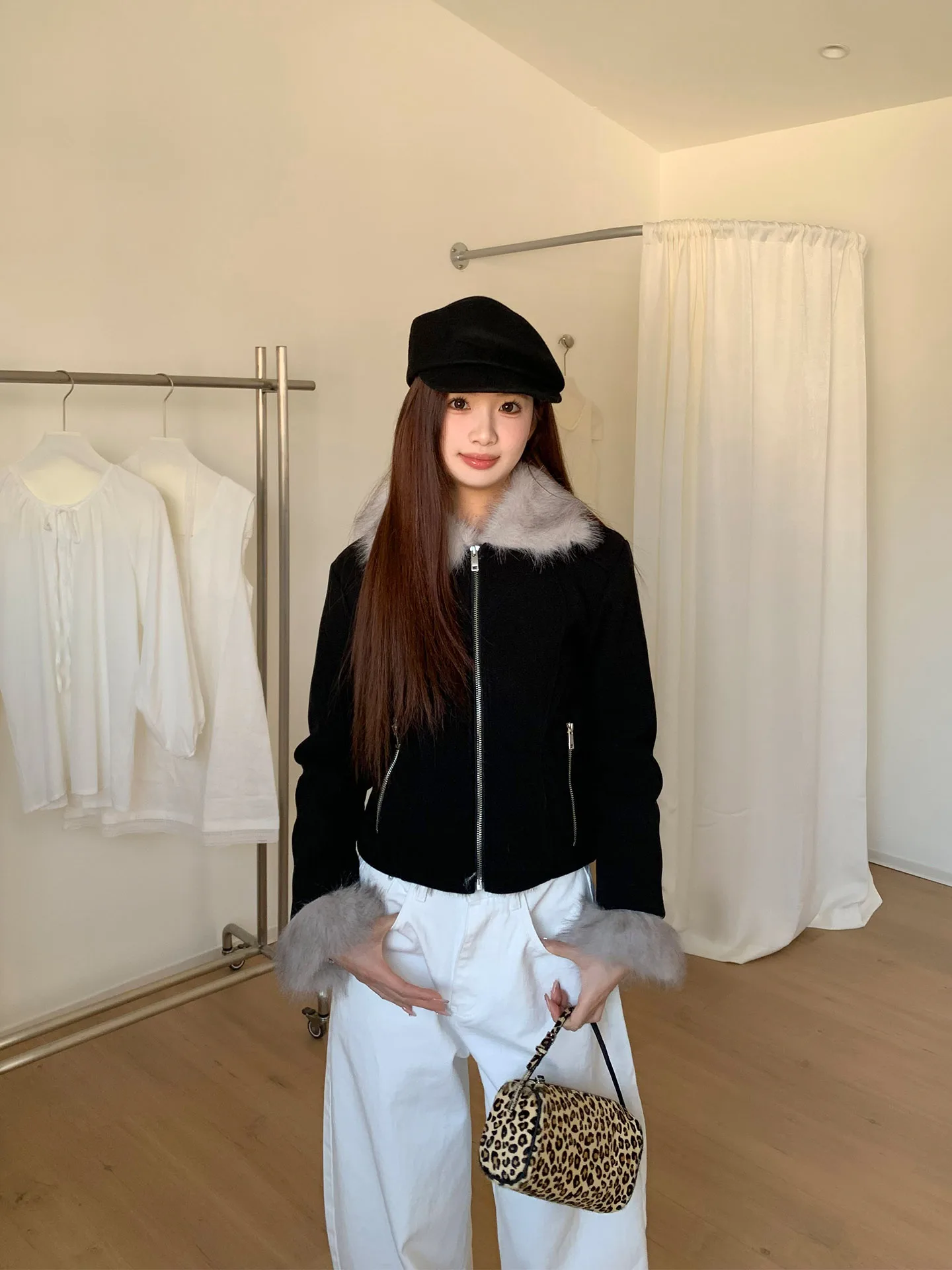 

Утепленная хлопковая куртка Bla Collar для женщин, приталенная, зимняя, теплая, с короткой молнией, в корейском стиле