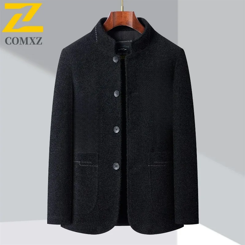 Winter Men Chenille Jacket 2025 Stand Collar Premium Business Casual Wool Blend Coat High End Fashion Warm Classic TrenchCoat