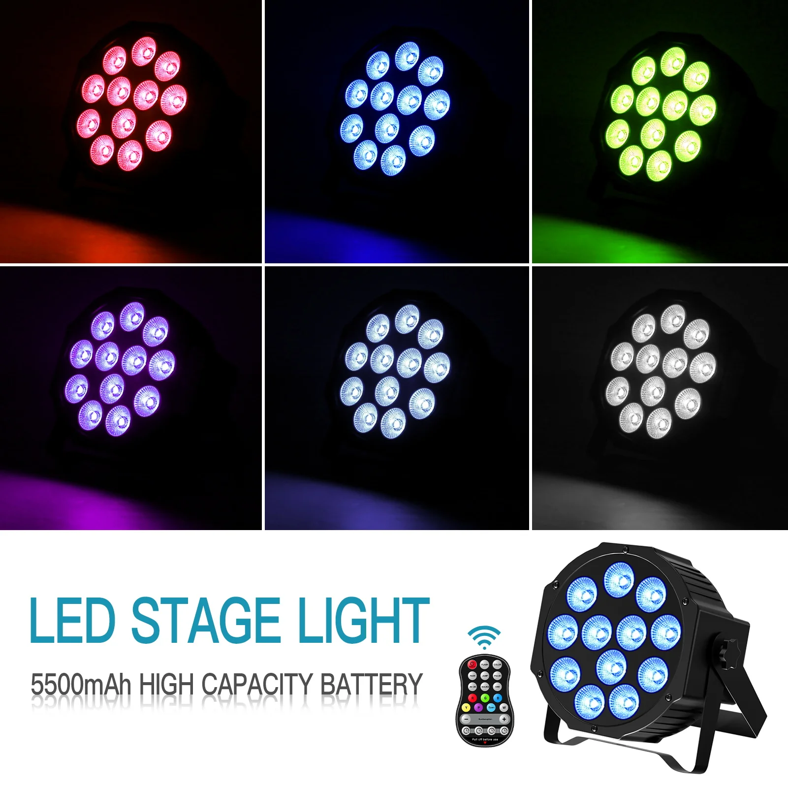 U'King 4PCS 18W 4in1 LED Par Light 12 LED RGBW DMX512 Flat Stage Light Effect Sound Activated Lamp for DJ Disco Party Bar Show