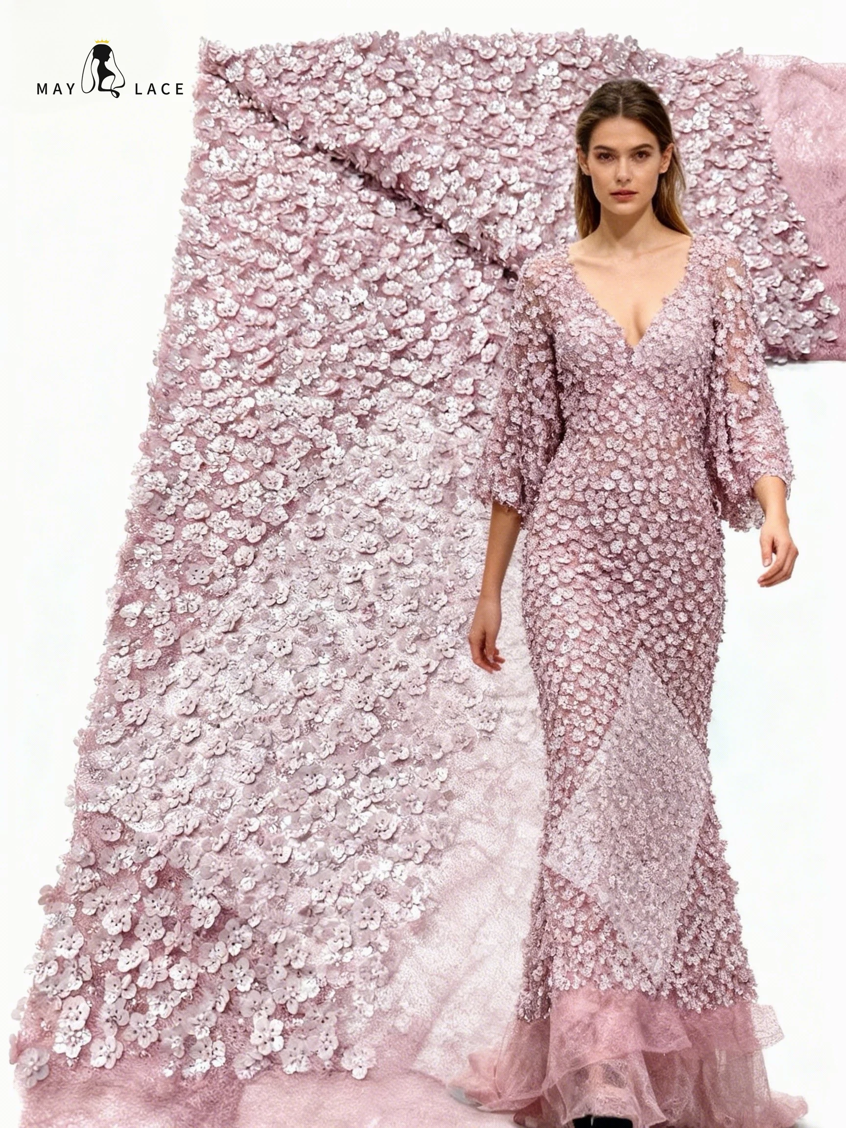 

African Tulle Lace Fabric With Sequins 2026 High Quality French Mesh Groom Lace Fabric for Sewing Wedding Party Dresses 5 Yards