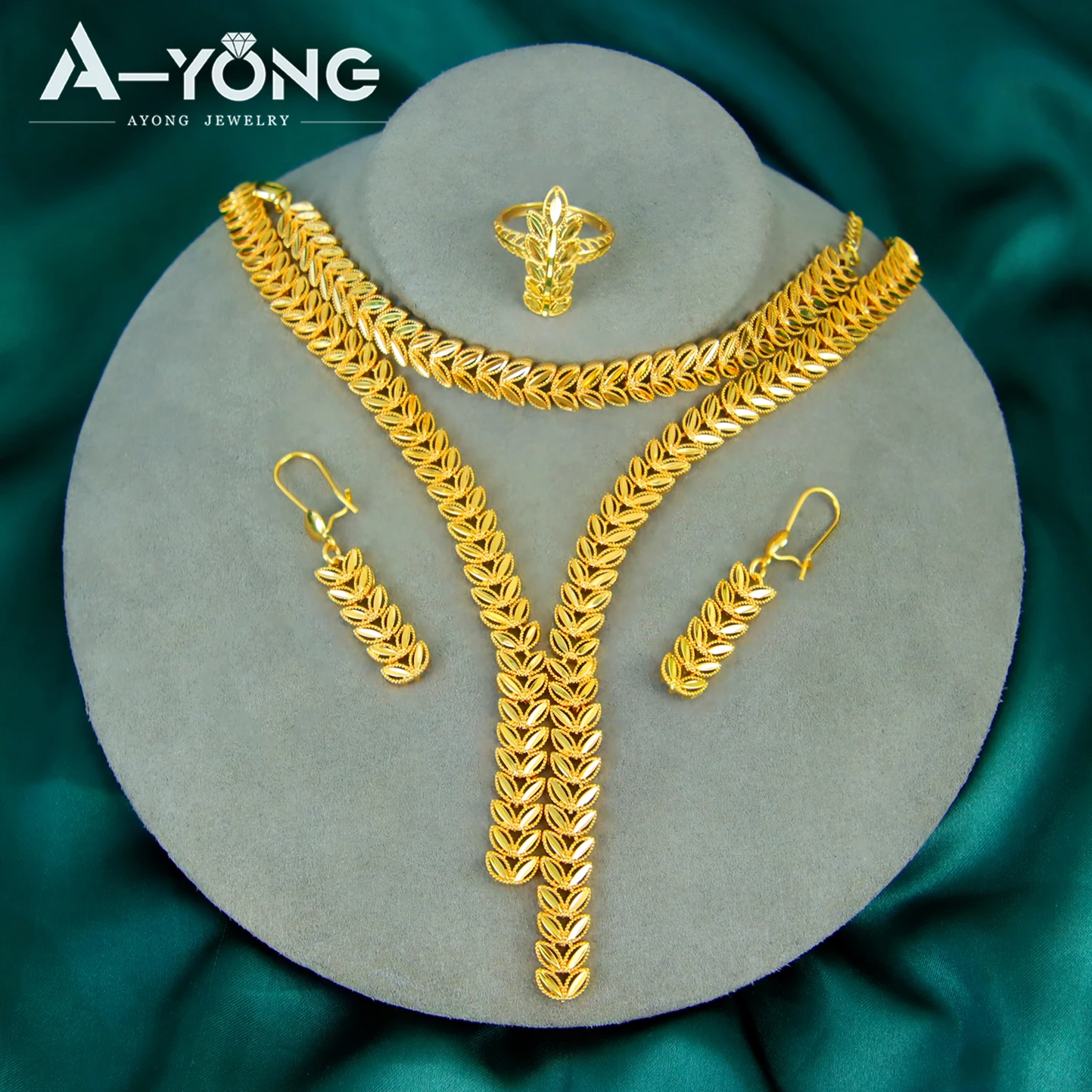 Luxus Dubai Hochzeit Schmuck Set 24k Gold Überzogene Oman Braut Quaste Halsketten Armband Ohrringe Nigeria Frauen Vintage Schmuck – Detail 3
