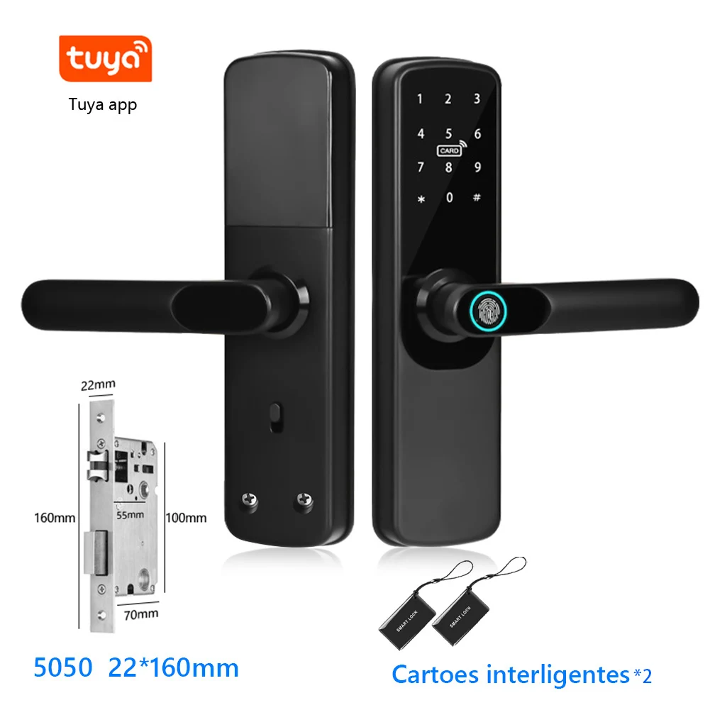 Tuya Wifi Electronic Smart Door Lock with Password Biometric Fingerprint Security Door Lock Anti Peeping Unlocking Keyless Lock