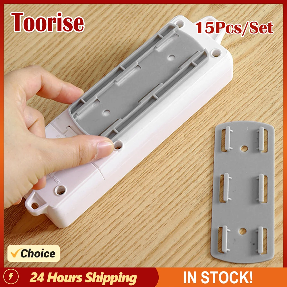 15PCS Adhesive Punch-Free Socket Holder Self Desktop Socket Fixer Power Strip Holder Wall Mount for WiFi Routers Remote Controls