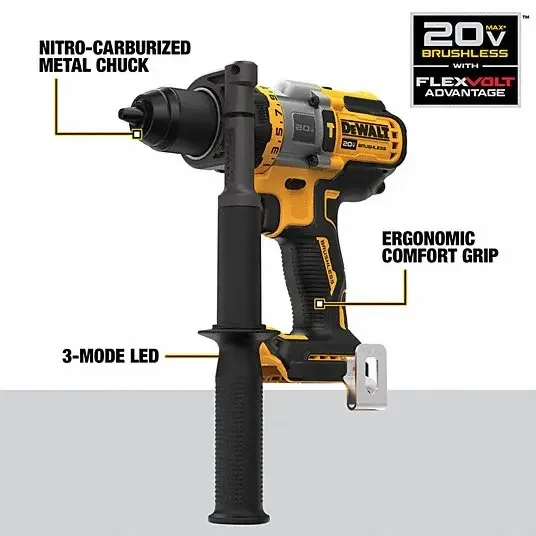 DEWALT DCD999 1/2in Brushless Cordless Hammer Drill/Driver with FLEXVOLT ADVANTAGE™ 20V Lithium Power Tools 38250IPM Bare Tool