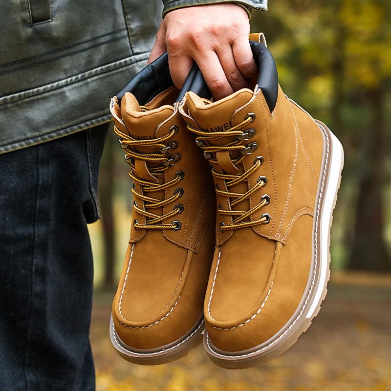Security Men\'s Fashion Classic Safety Boots Anti Smashing and Anti Piercing Steel Toe Safety Shoes Men Work Waterproof Boots