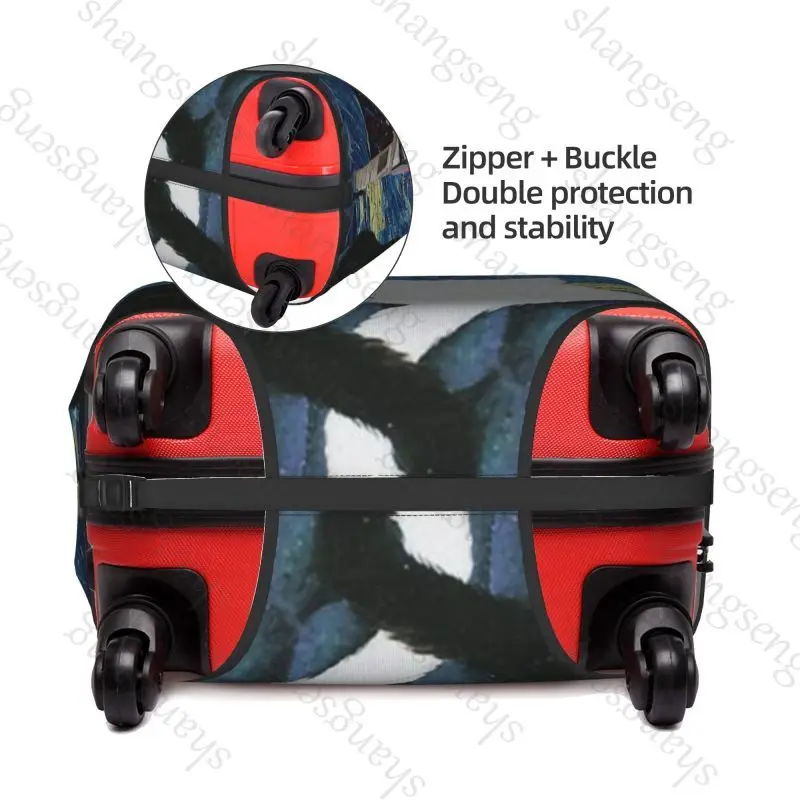 النفط اللوحة فان جوخ القط حقيبة سفر واقية غطاء حقيبة حماية مرنة قابل للغسل غطاء الأمتعة 18-32 بوصة #3