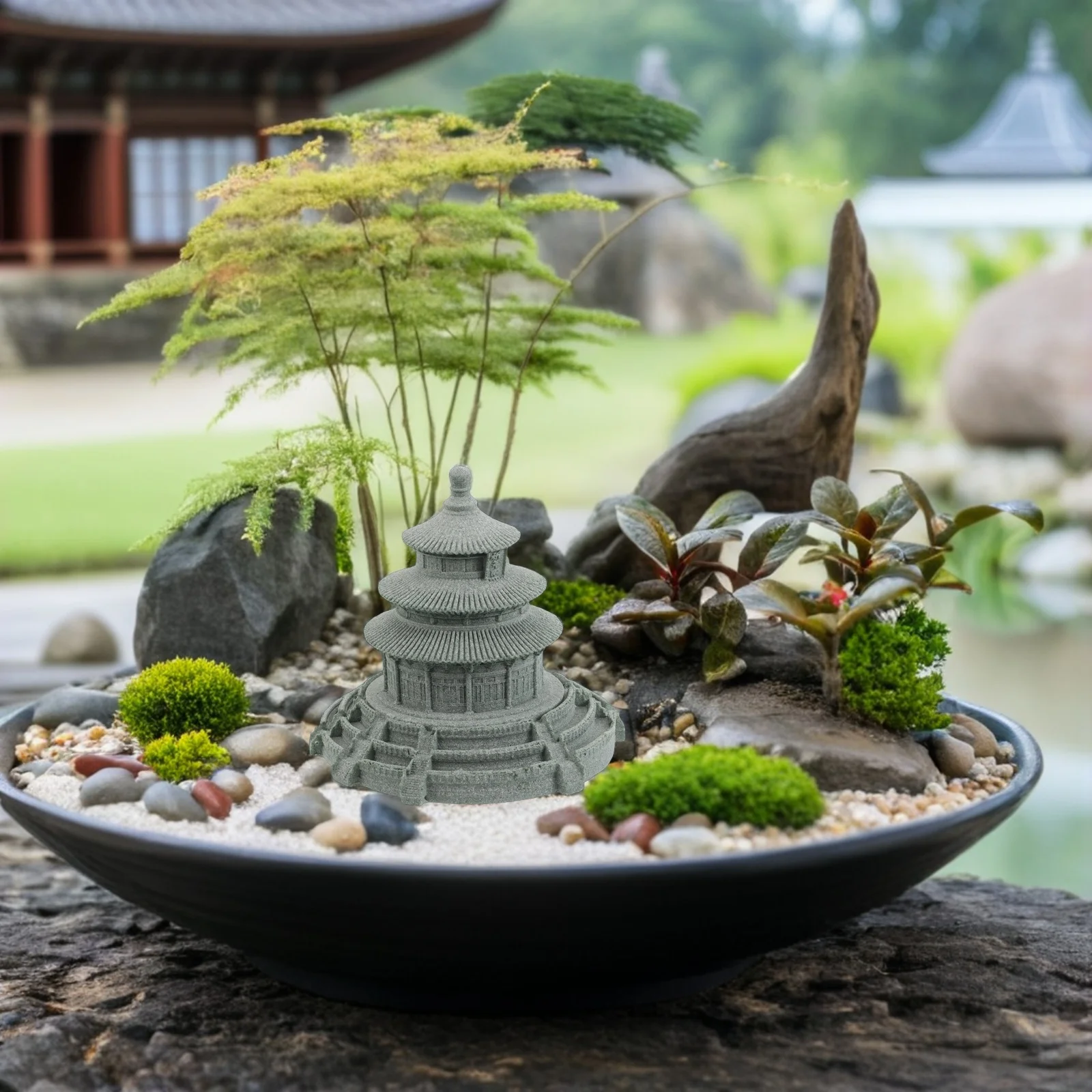 

Chinese Ancient Architecture Micro Landscape Tian Tan Building Sandstone Temple Ornament Durable Sculpture Home Decor Craft Desk