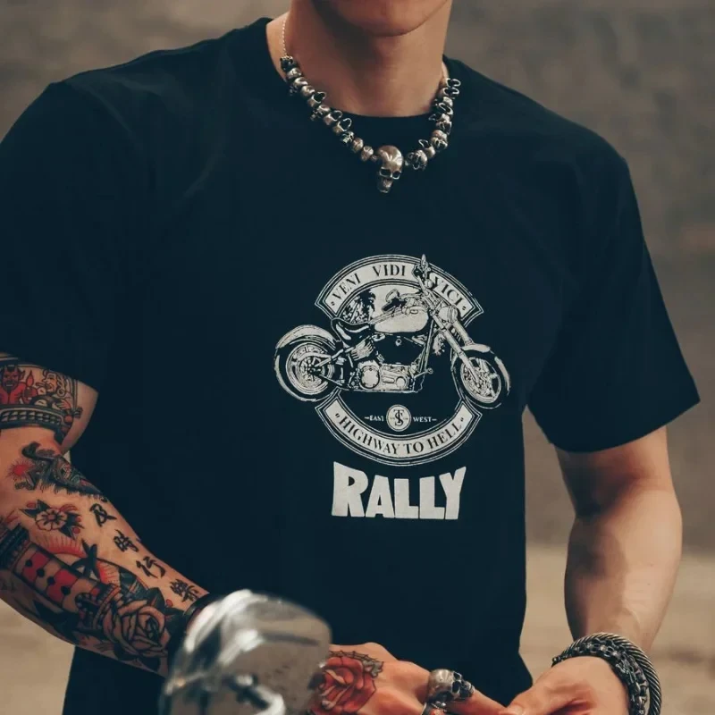 

Top Motorcycle Streetwear Print T Shirt for Men Goth Grunge Man Tee Shirts Anime Clothing Quick-drying Chic Free Shipping Loose