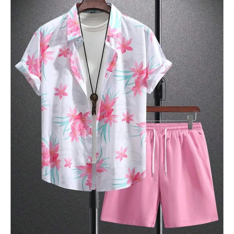 2025 New Summer Casual Men's Shirt And Beach Shorts Set 3D Printed Short-sleeved Outdoor Streetwear Shorts Camisas De Hombre