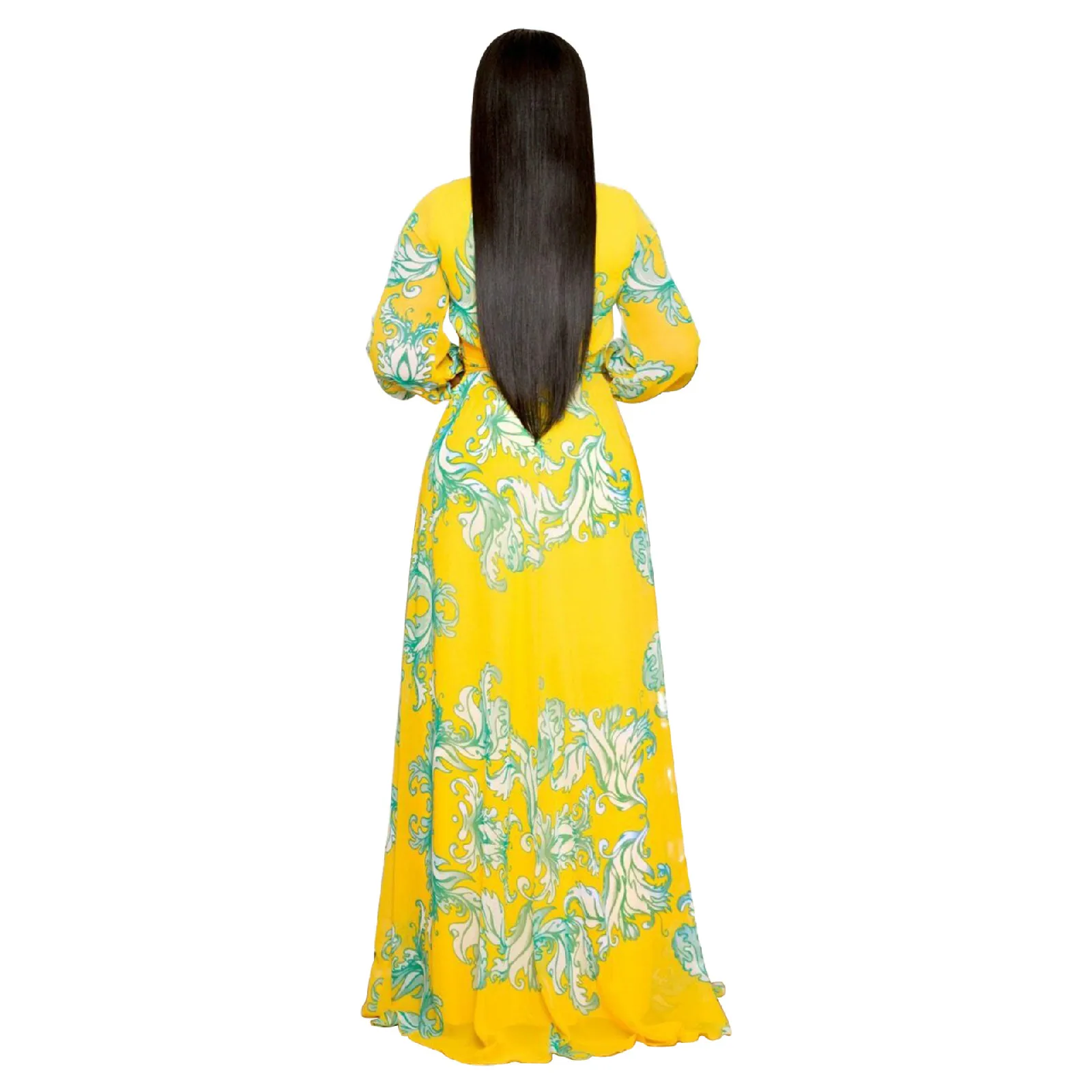 HAOOHU Women Elegant Long Dress 2023 Autumn Print Chiffon Boho Style Dresses Vestidos Beach Dress Urban Casual Women Clothing