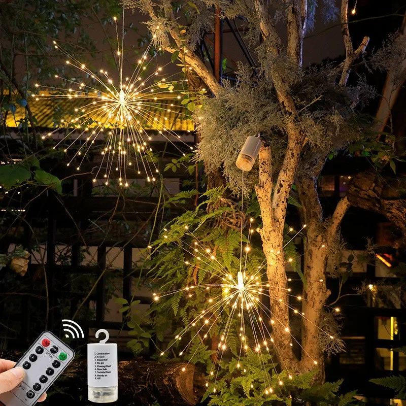 Outdoor LED Firework String Light Star LED Fairy Lights Garland On Battery Operated Home Decorations For Party Wedding Holiady