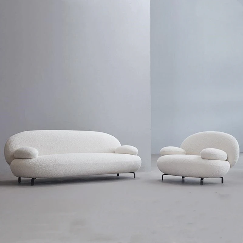 

Modern simple fabric sofa, light luxury small apartment single and double three-person lamb fleece sofa