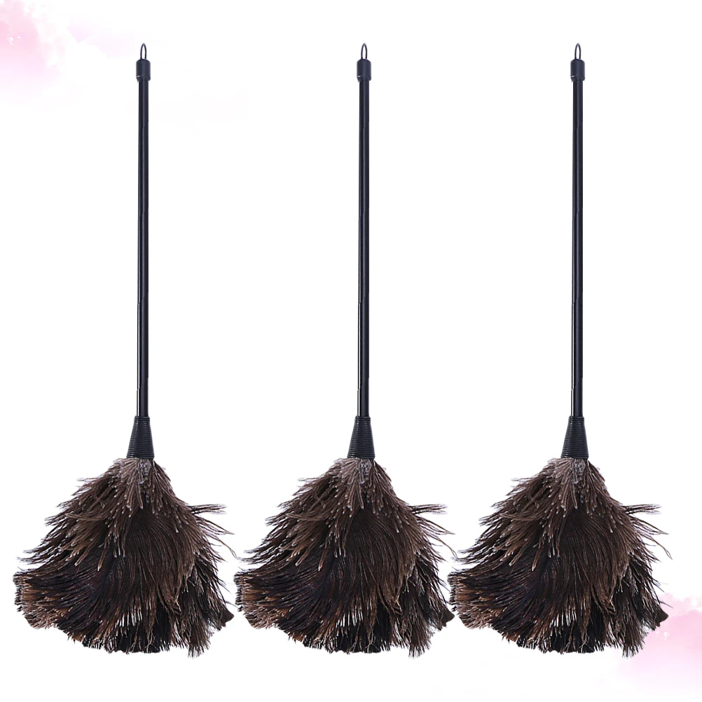 

3pcs Ostrich Long Handle Cleaning Tool for Car Home Reusable Eco Friendly Soft Non Scratch Dust Pickup