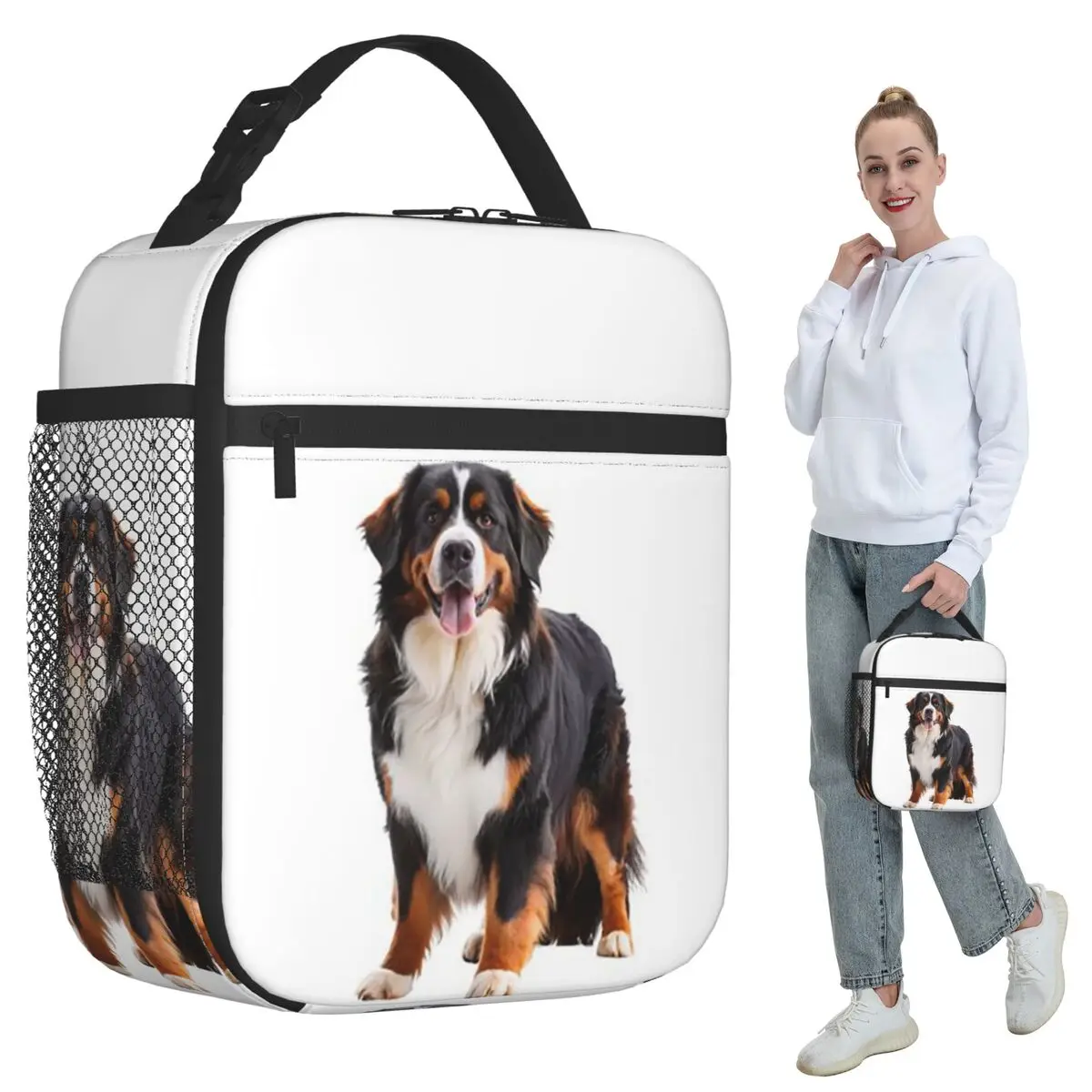 Van Gogh Style Painting Of Bernese Mountain Dog Insulated Lunch Bag for Kids School Cooler Thermal Food Box Tote Lunch Boxes