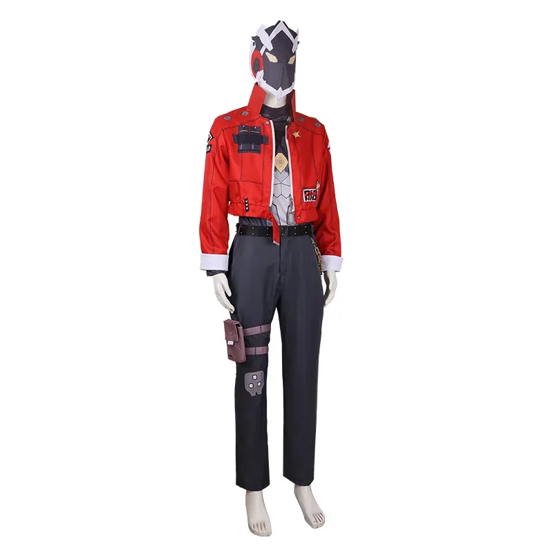 

asdh8@Zenless Zone Zero Billy Kid Cosplay Costume Full Set Red Uniform Mask Suits Mens Halloween Carnival Party Outfits Game 202