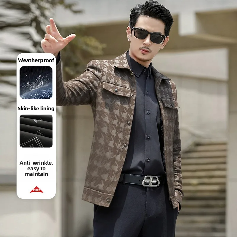 

Повседневная тонкая куртка-жакет для мужчин среднего возраста, весна-осень, пальто для пап, приталенный крой, защита от сминания, для активного отдыха