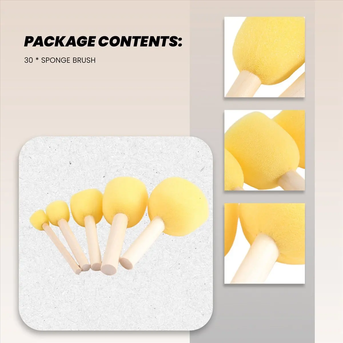 Pack of 30 Round Foam Sponge Paint Brush Set - Stencil Brush Value Pack --FABY