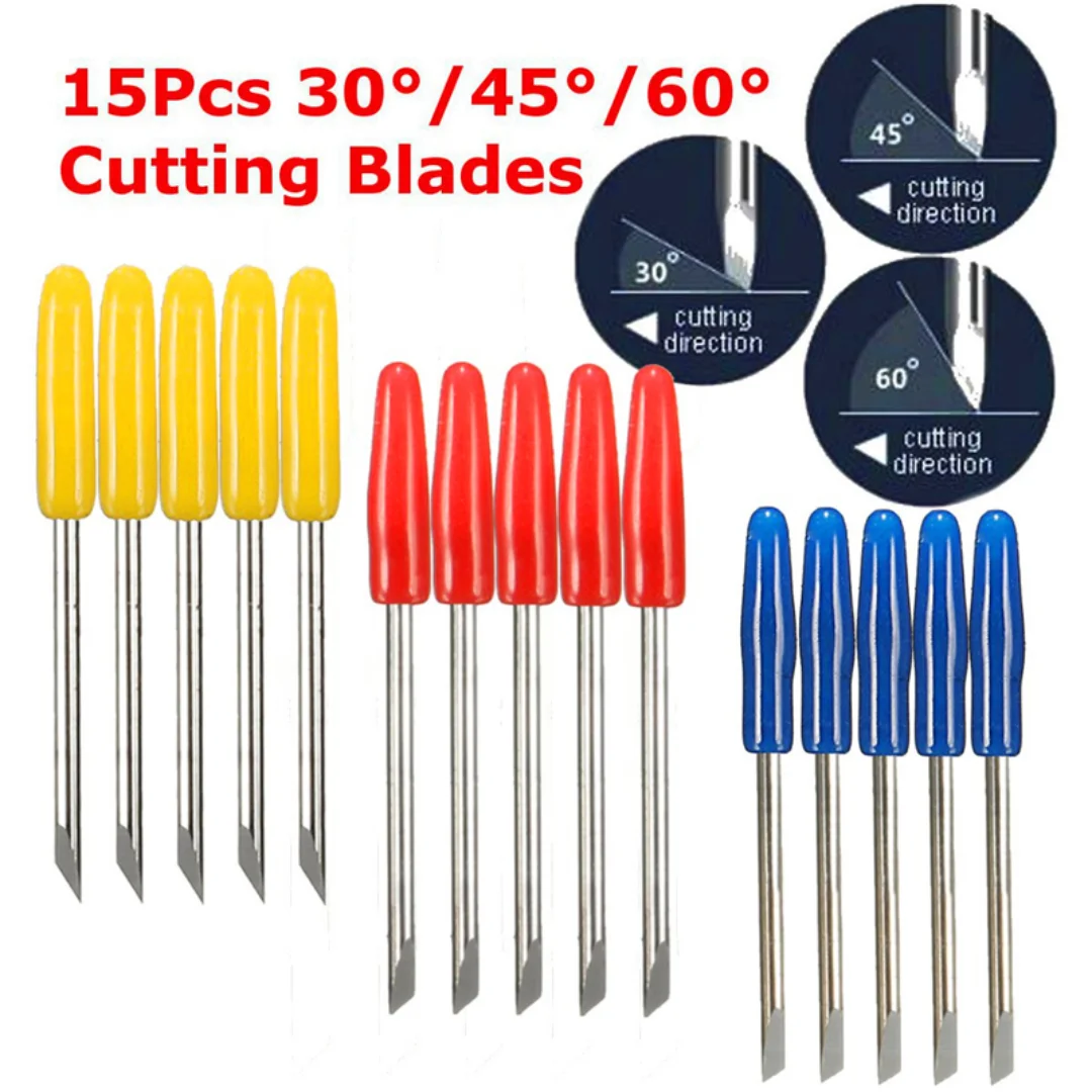 KZTech 15PCS 30 45 60 Degree Cutting Blade for Graphtec CB09 Silhouette Cameo Craftrobo Vinyl Cutter Knife CB09U Blades 45degree