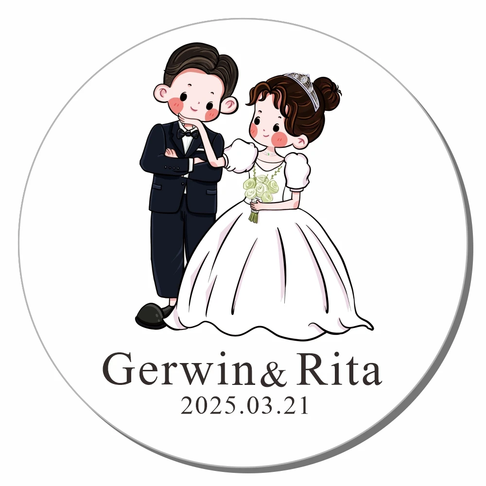 Personalized Round Circle Lable Wedding Thank You Stickers Custom Baptism Sticker Bride&Groom Name Stickers Vignetta Nuziale