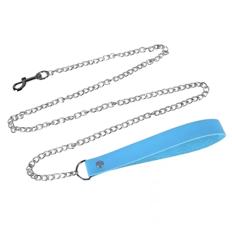 Leather Dog Leash Metal Alloy Pet Dog Leash with 360° Rotatable Hook and Loop Can Be Twisted To Prevent Loss of Dog Leash