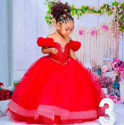 Flower Girl Dresses For Wedding Beaded Tulle Toddler Girls Pageant Dress Kids Formal Wear