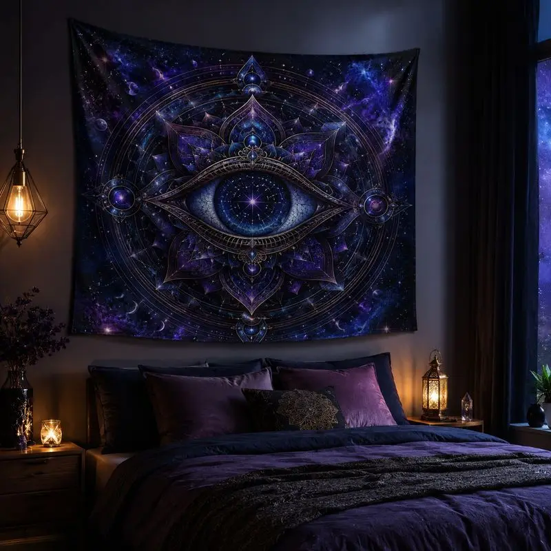 VIKAMA Mysterious Full Sight Eye Sun Moon Tapestry Flower Starry Sky Bohemian Wall Hanging Living Room Bedroom Home Decoration