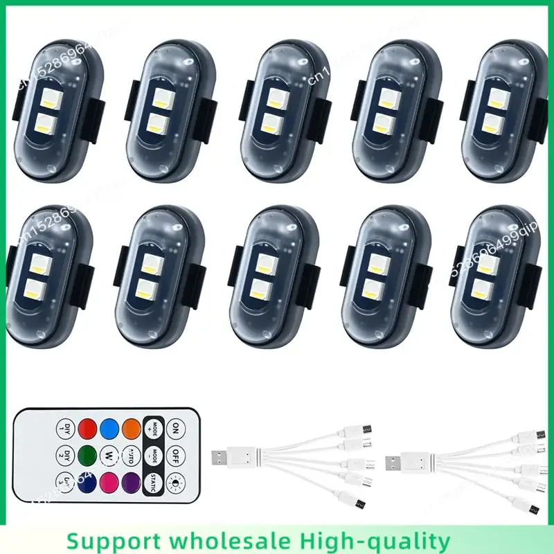 ABSF High Brightness Wireless LED Strobe Light 10PCS Car With Remote Control, 8 Colors USB Charging