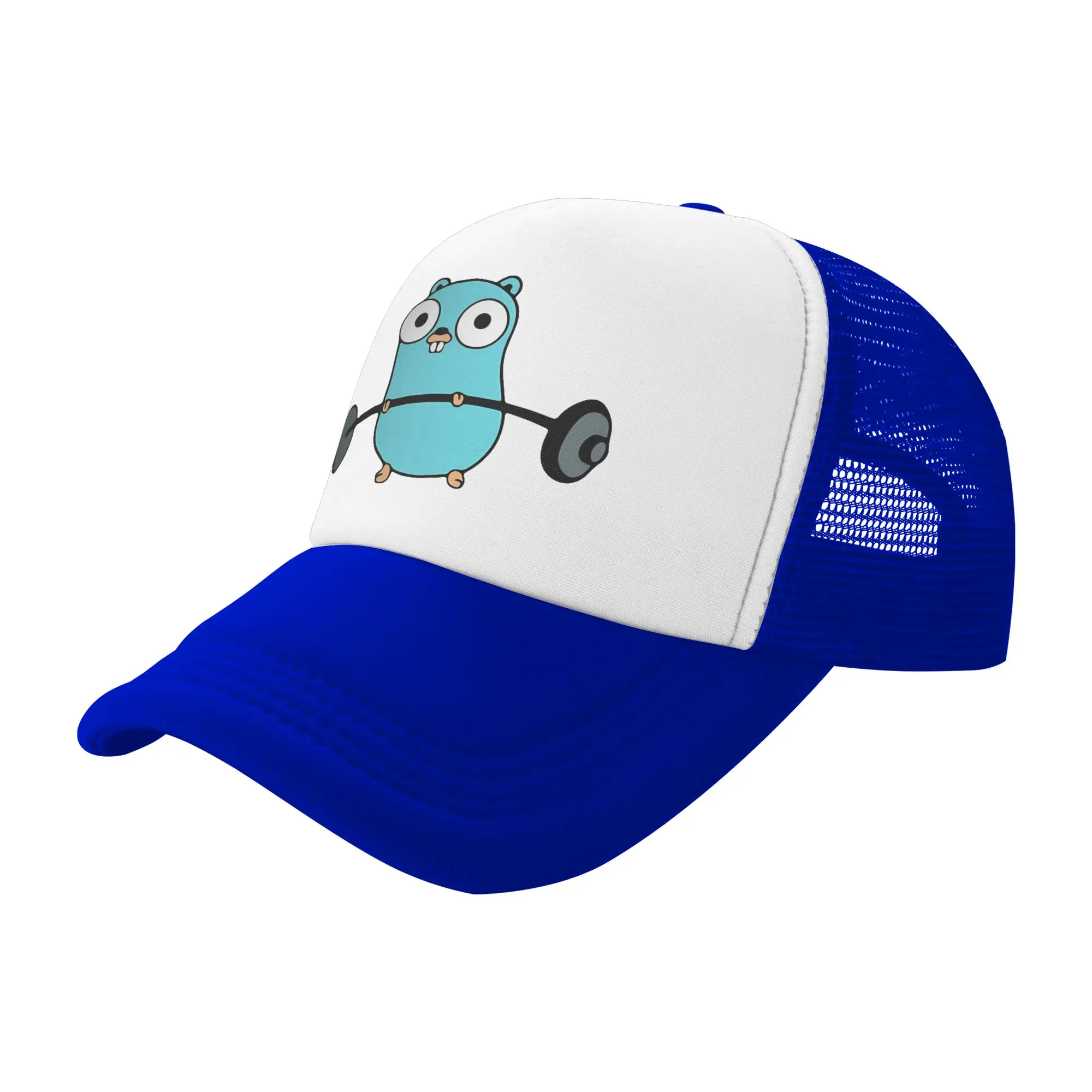 Golang Gopher  Go Workout  Trucker Hat For Man Woman Summer Outdoor Mesh Side Sun Hats Caps Adjustable Fit For Casual Headwear