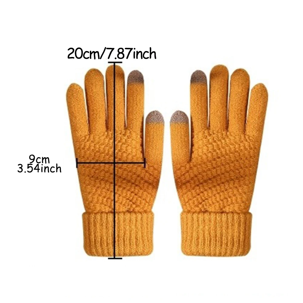 Wool Knitted Gloves Unisex Pineapple Texture Touchscreen Elastic Gloves Winter Warm For Cycling Jacquard Students Gloves