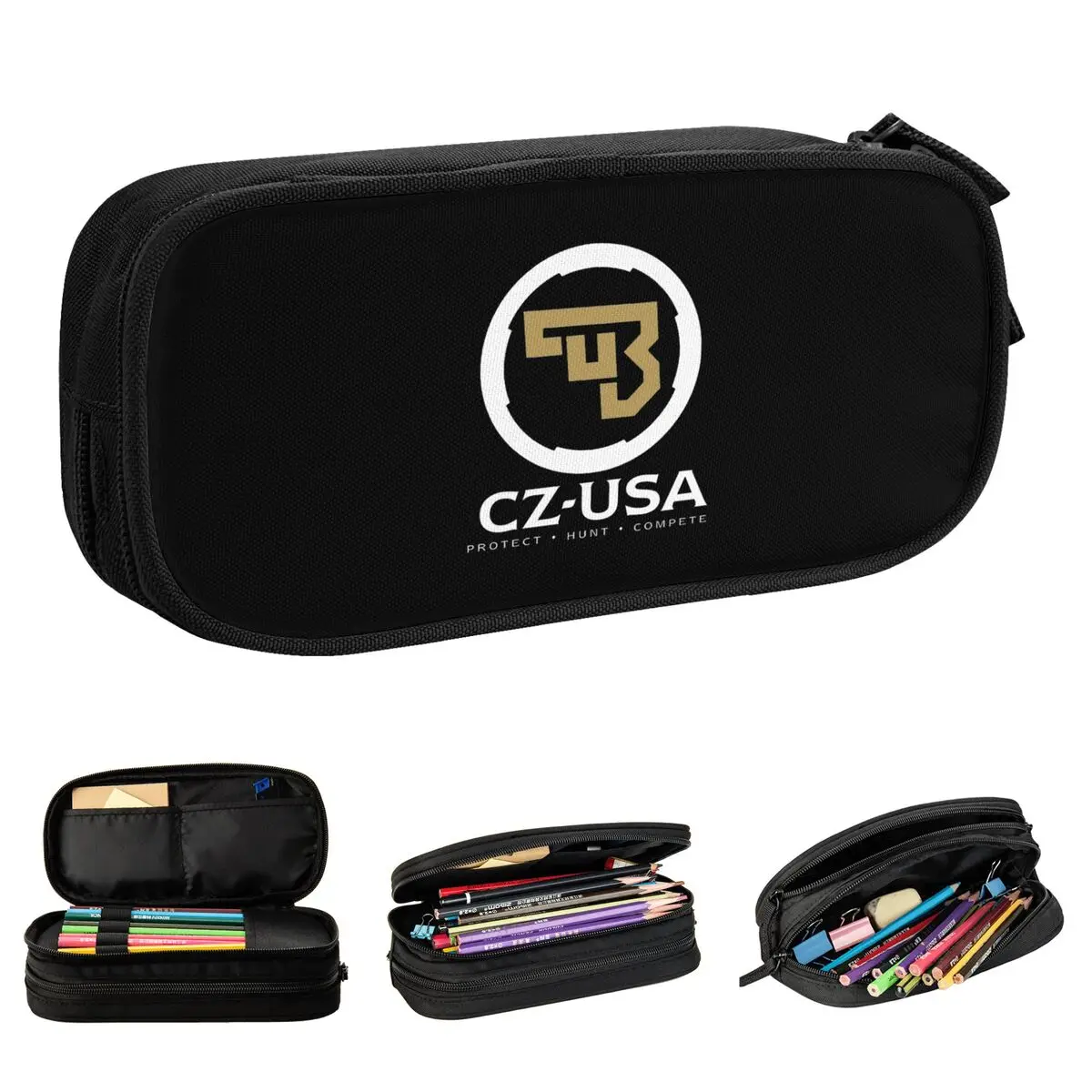 CZ-USA Logo Firearms Pencil Cases Cute Ceska Zbrojovka Pen Holder Bags for Student Big Capacity Students School Gift Pencilcases