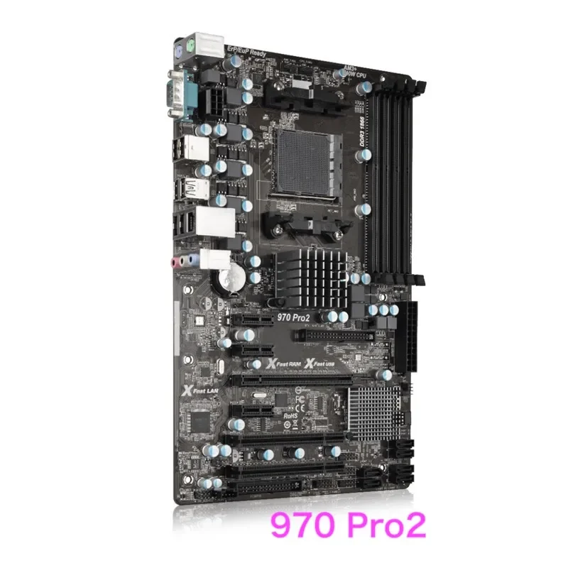 ASRock 데스크탑 마더보드, 970 Pro2 에 적합, 32GB PCI-E2.0 AM3 + AM3 DDR3 ATX 메인보드, 100% 테스트 완료, 완전 작동 확인