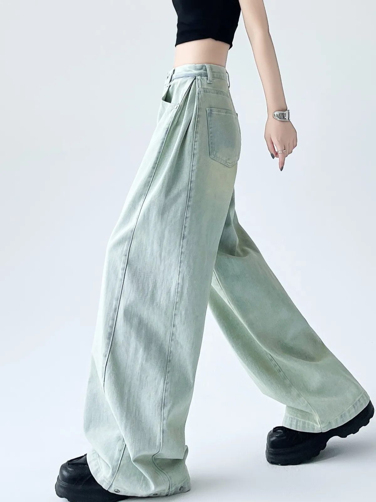 

ZHISILAO Loose Wide Leg Baggy Jeans Women Summer Vintage High Waist Floor Length Denim Pants Streetwear Chic 2024