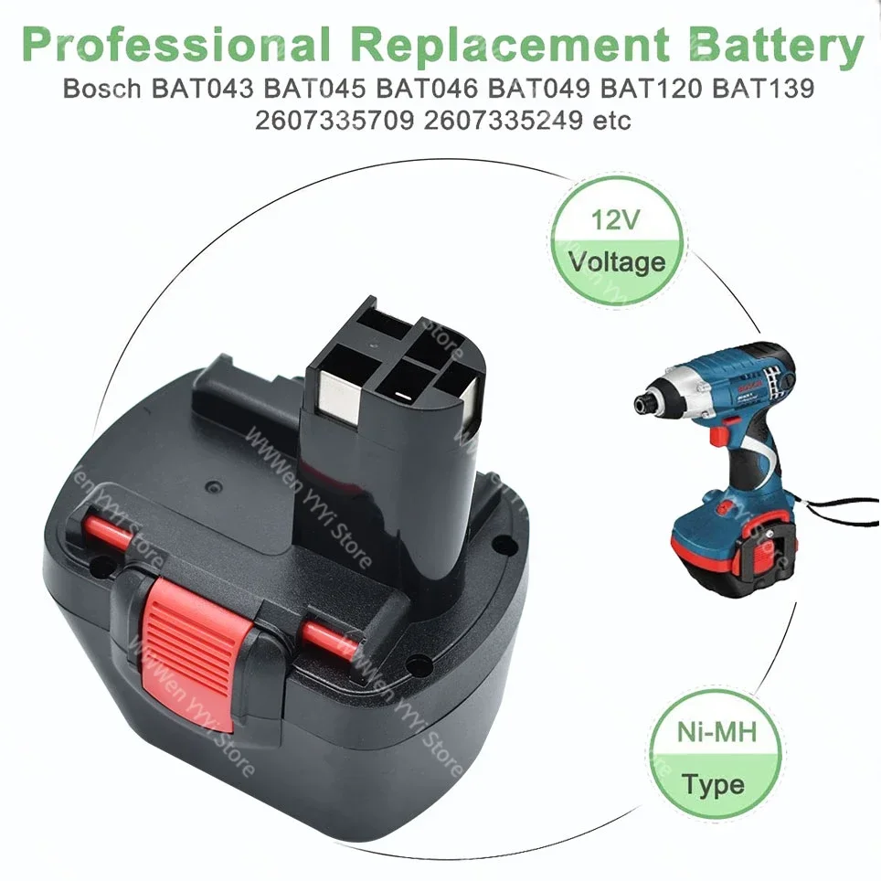 New 6800mAh for Bosch 12V PSR Rechargeable Battery BAT043 BAT045 12V AHS GSB GSR 12 VE-2  BAT046 BAT049 BAT120 BAT139