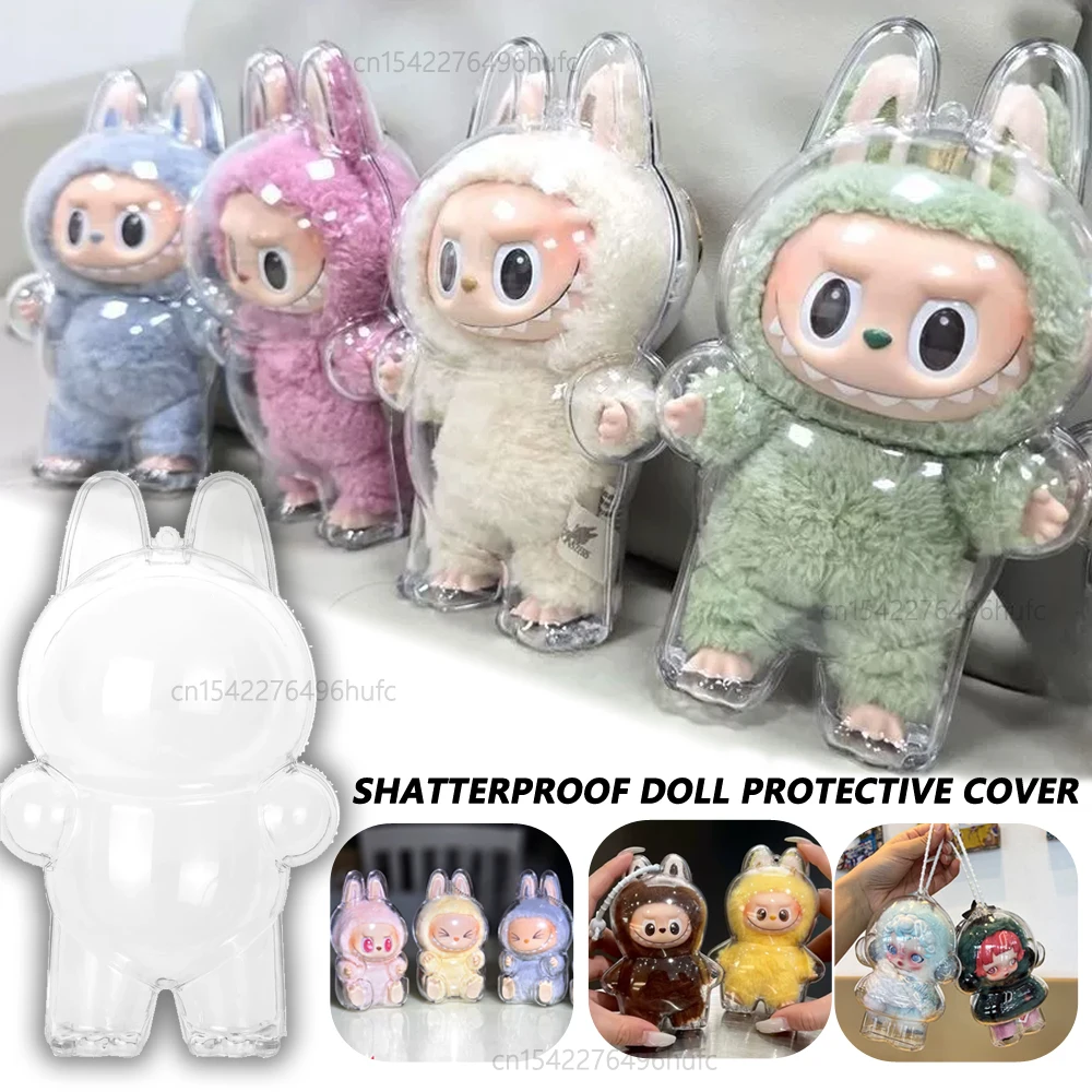 For Labubu Transparent Dustproof Protective Cover Compatible with Skullpanda Shatterproof Display Storage Box Collectible Decor