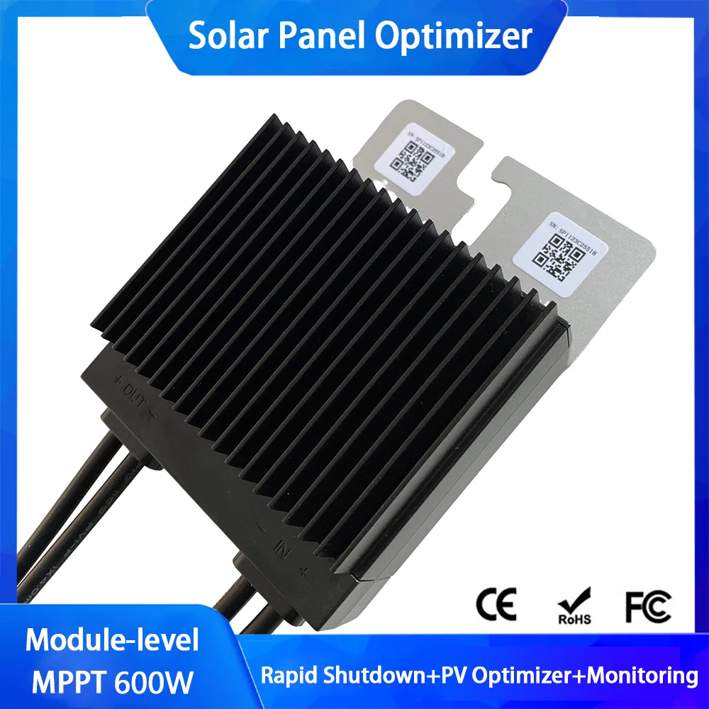 Integrated PV Power Optimizer 600W 70V Input IP68 Real-time Solar Panel Monitoring Voltage-Limiting Anti-Hotspot