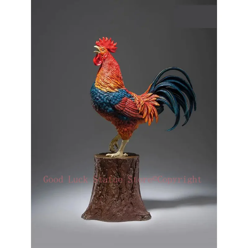 

Christmas TOP HOME company Business career prosperous good luck Auspicious Wealth Rooster Bronze carving ornament large