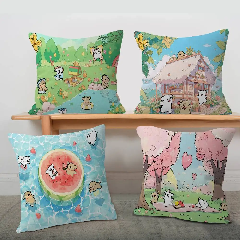 Korea line puppy Maltese Pillow Cover Design cushion Cover decor Holiday Decorati