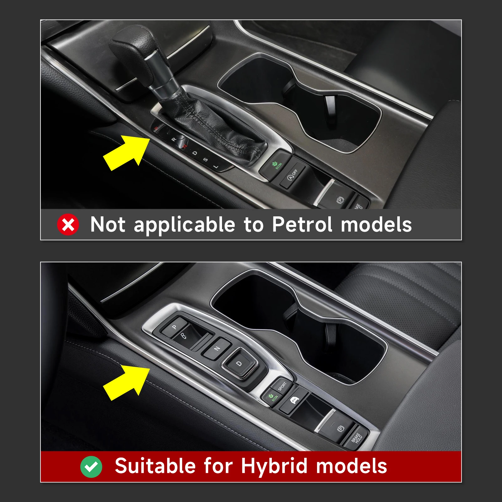 Auto-Mittelkonsole, Schalthebel, Lenkradverkleidung für Honda Accord 10. Generation 2018-2022 Zubehör. ABS-Kohlefaser-Innenausstattung. – Detail 5