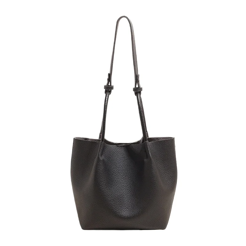 

Women's Large Capacity Faux Leather Shoulder Tote Bag Retro Work Detachable Pouch Crossbody Bag