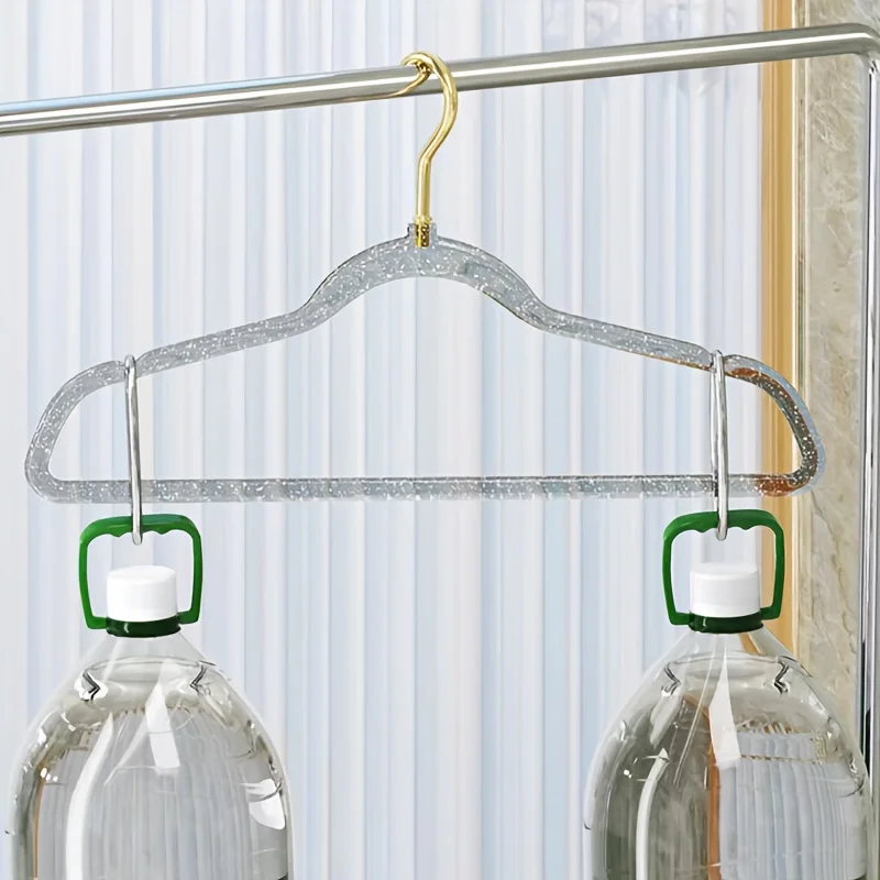 10pcs Transparent Glitter Hangers Non-slip Clothes Hangers Household Clothes Hanging Rack Thickened Traceless Clothes Hangers