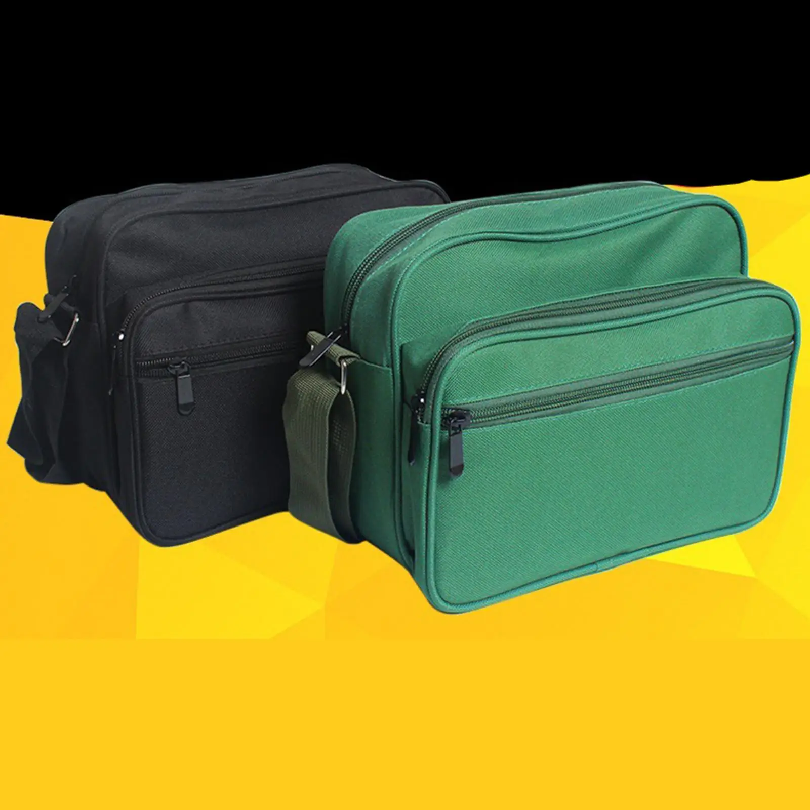 厚みのあるツールバッグ-ジッパー付きツールポーチ-電気技師用多機能-ブラック