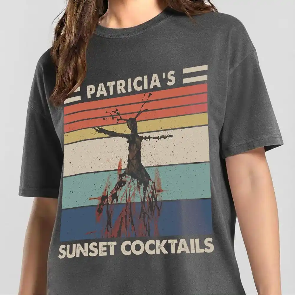 Vintage design Beach Reads Patricia's Sunset Cocktails Bonfire t-shirt, Patricia shirt, Kate O'Flynn as Patricia tee