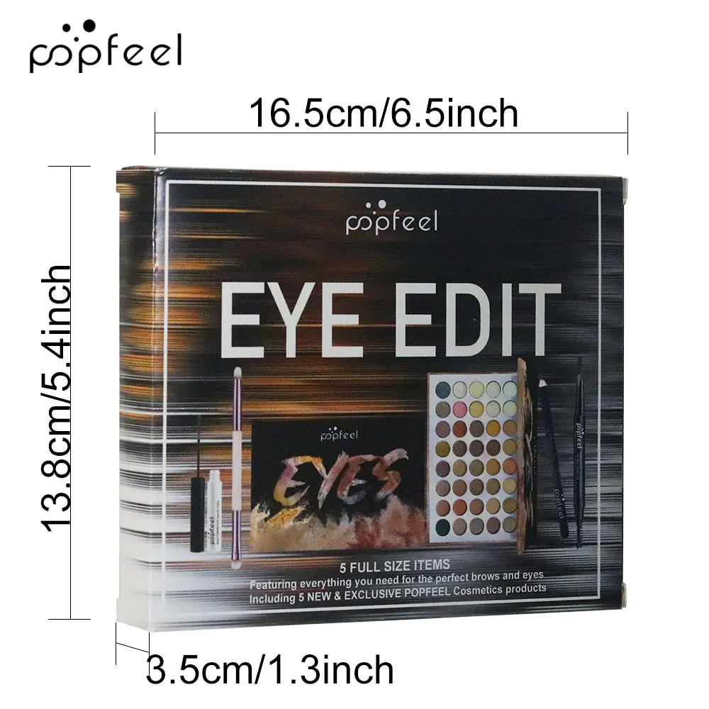 مجموعة مكياج العيون من POPFEEL مكونة من 5 قطع - لوحة ظلال عيون، محدد عيون، قلم حواجب، ماسكارا وفرش مكياج، صندوق هدايا مكياج العيون. #6