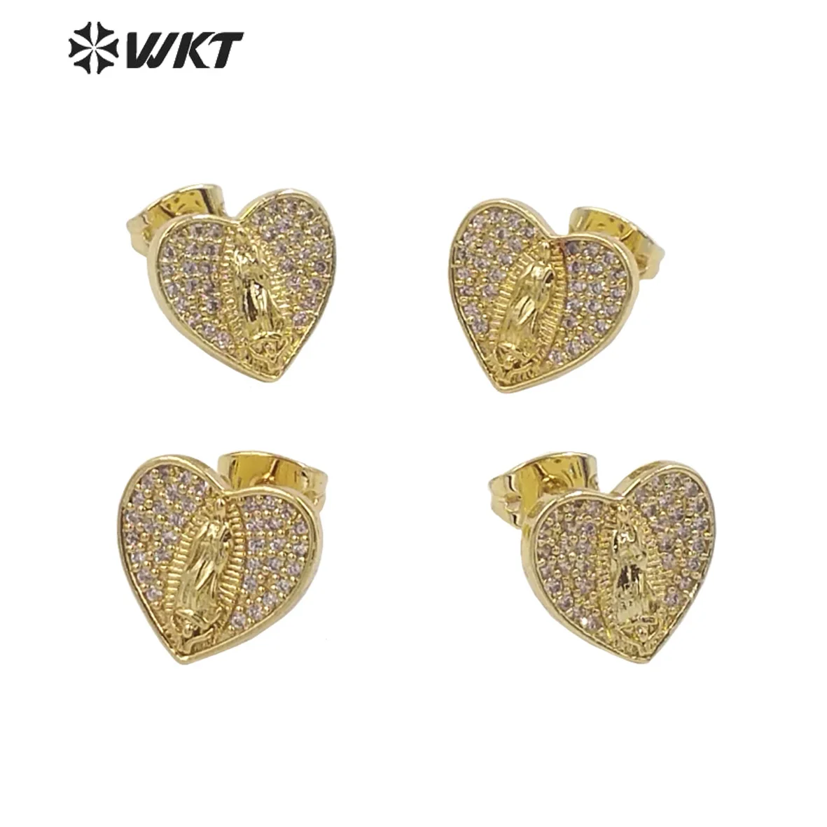 

WT-ME100 Lovely 18K Real Gold PLated Micropave Cubic Zircon Women Religious Virgin Mary Studs Fashion Earrings