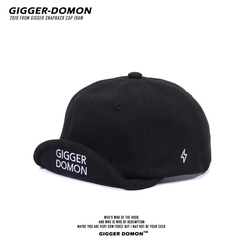 Japanese trendy brand short-brimmed upturned tongue hat black retro-brimmed hat personalized tooling upturned cap baseball cap