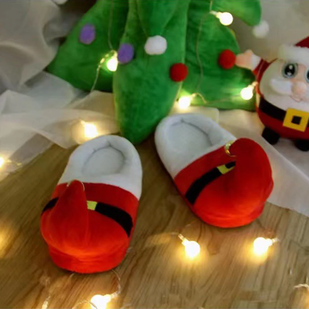 รองเท้าแตะขนปุยสำหรับคริสต์มาส รองเท้าแตะปิดนิ้วเท้า รองเท้าแตะกันลื่น รองเท้าแตะขนนุ่มสบาย รองเท้าแตะคู่ขนฟูสำหรับผู้ชายและผู้หญิง